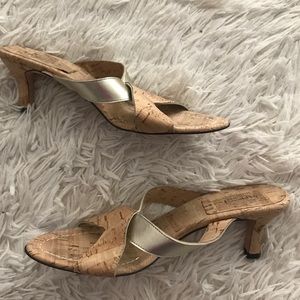 Vaneli Flirty Cork and metallic kitten heel Sandal